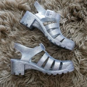 Sparkly Silver Forever 21 Jellies - LIKE NEW